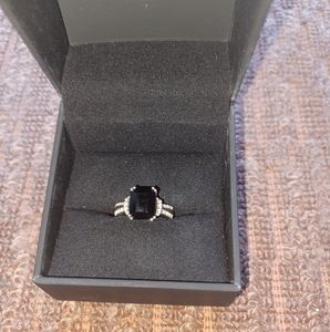Zales black onyx sterling silver ring
